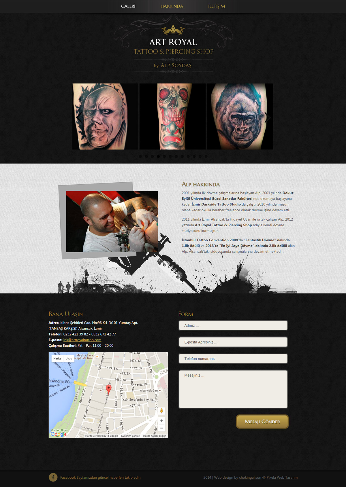 Art Royal Tattoo Shop - Alsancak, İzmir - Tek sayfa Responsive Website